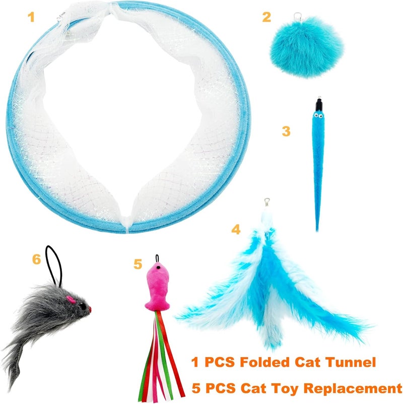 CATENEED Self Play Cat Hunting Spiral Tunnel Toy, Folded Cat Spring Tunnel Toys for Indoor Cats (Blue) - Image 5
